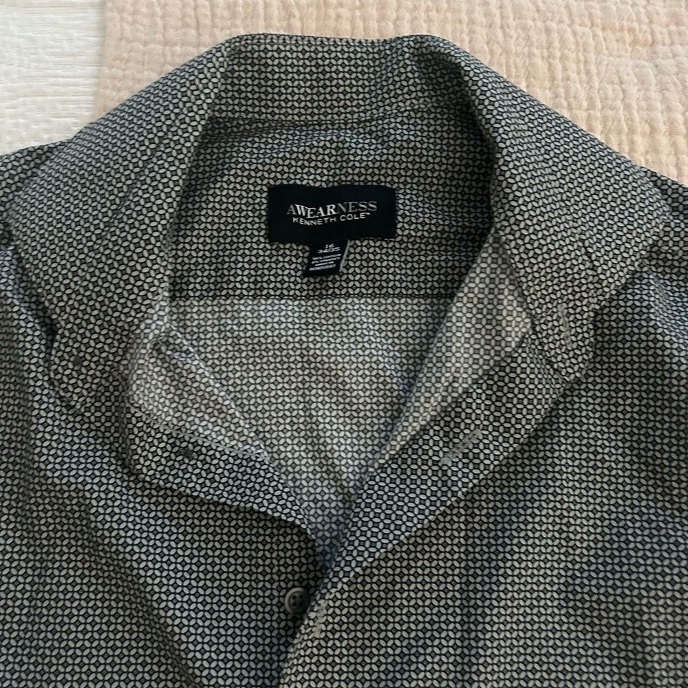 Kenneth Cole Charcoal Patterned Dress Shirt